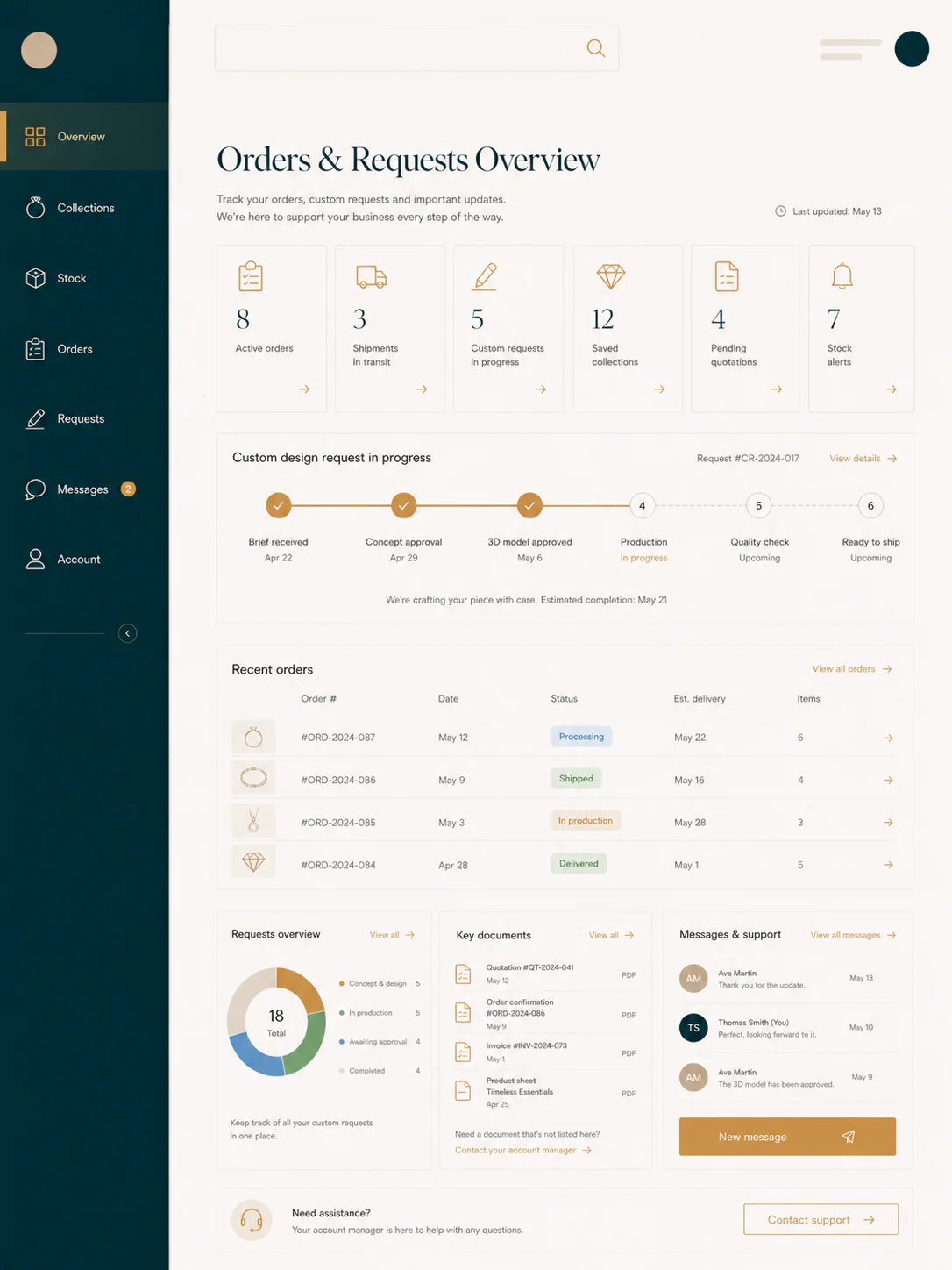 SIRO B2B orders and requests overview interface for professional partners